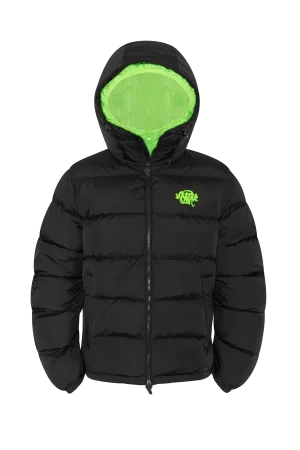Syna Reversible Puffer Black/neon Green Jacket