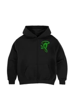 Syna World Black​ ZIP Up Green Logo Hoodie 2