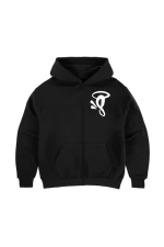 Syna World Black​ ZIP Up Logo White Hoodie