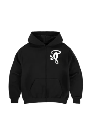 Syna World Black​ ZIP Up Logo White Hoodie