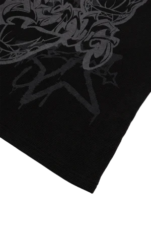 Syna World Dvl Waffle Ls Washed Black Sweatshirt 1