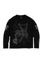 Syna World Dvl Waffle Ls Washed Black Sweatshirt