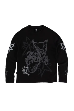 Syna World Dvl Waffle Ls Washed Black Sweatshirt