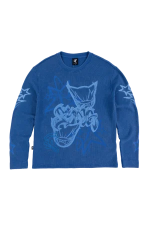 Syna World Dvl Waffle Ls Washed Blue Sweatshirt