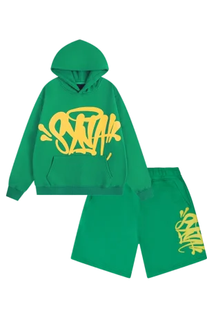 Syna World Green/yellow Hoodie & Shorts Set