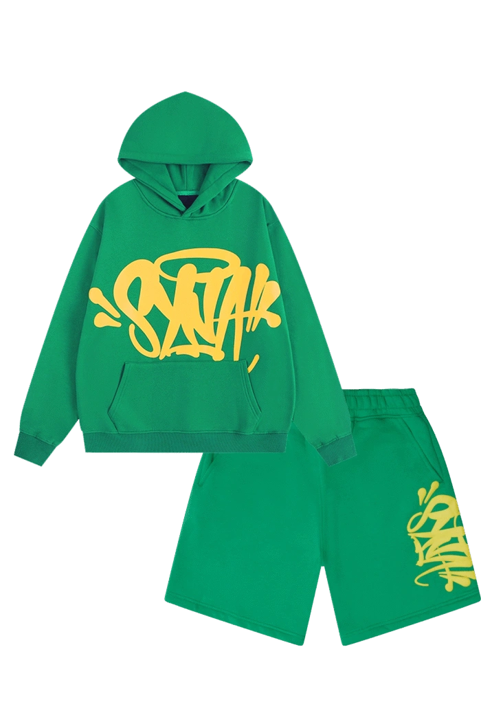 Syna World Green/yellow Hoodie & Shorts Set