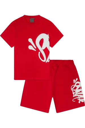 Syna World “Syna” Logo Red/white T-shirt & Shorts Set