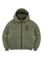 Syna World Tackle Twill Bomber Olive Puffer