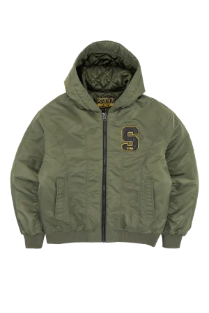 Syna World Tackle Twill Bomber Olive Puffer