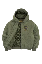 Syna World Tackle Twill Bomber Olive Puffer 4