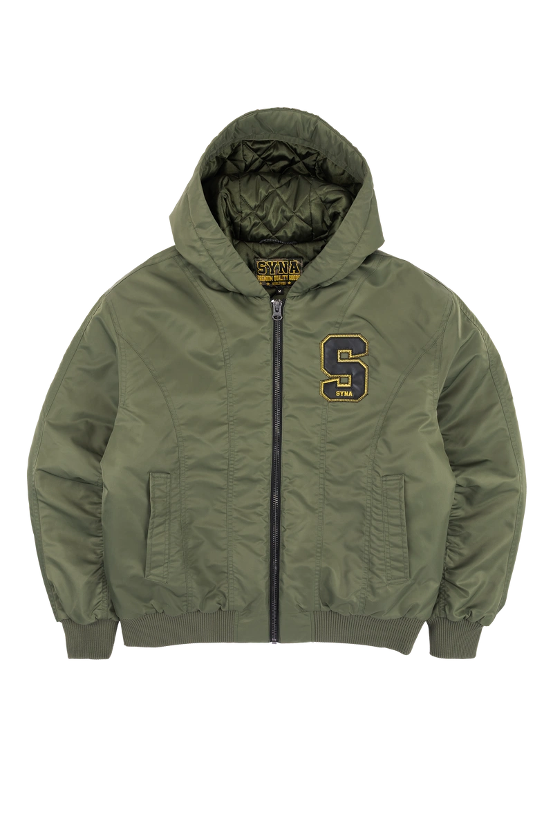 Syna World Tackle Twill Bomber Olive Puffer