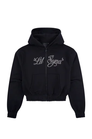Syna World Women’s Lil Syna Rhinestone Black Hoodie