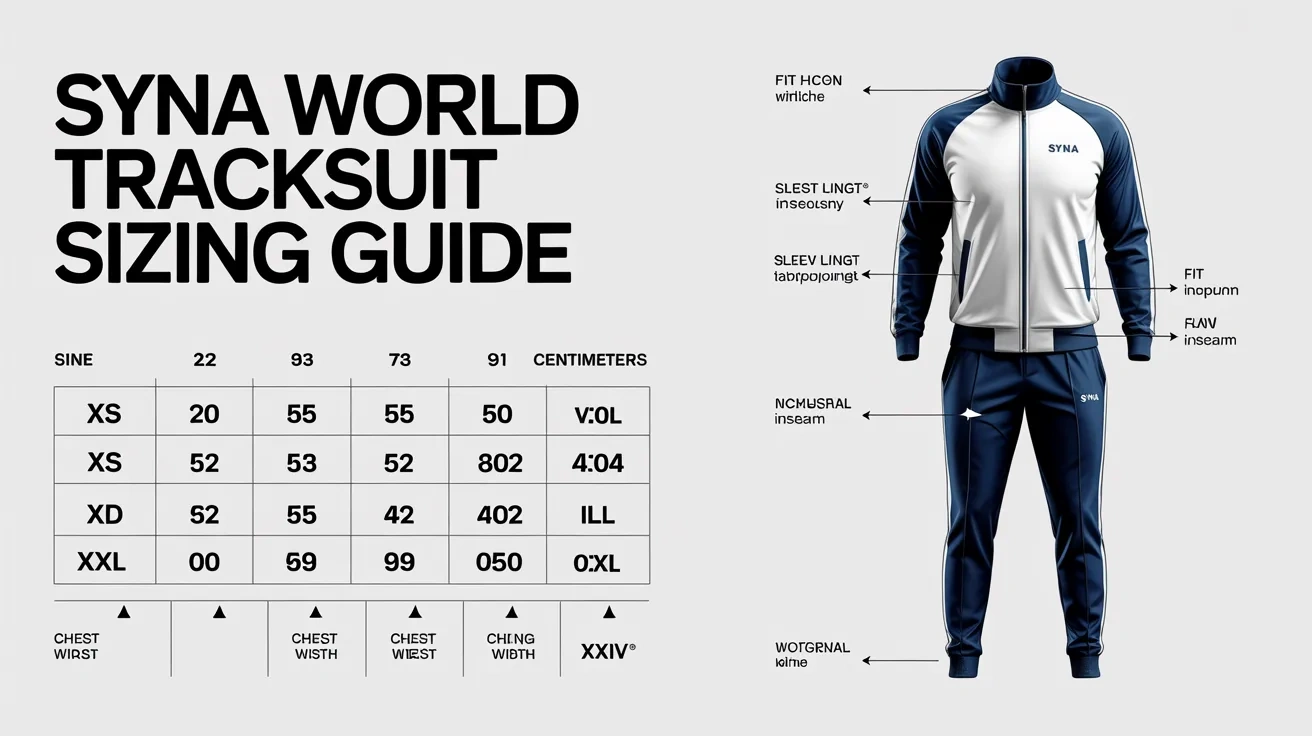 Syna World Tracksuit Sizing Guide